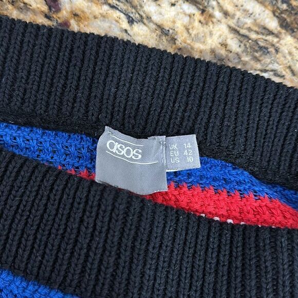 ASOS Striped Colorful Crochet Cotton Blend Mini Skirt Size 10 - Picture 4 of 7